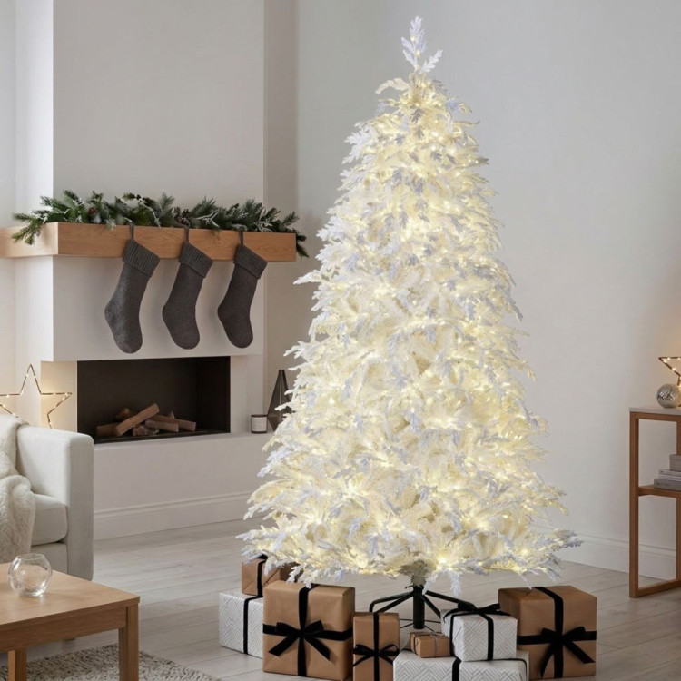 Christabelle 2.3m 7.5ft Crystal Snow Christmas Tree Pre Lit Multi Function Micro LED Artificial Indoor Xmas Decor Home image 10
