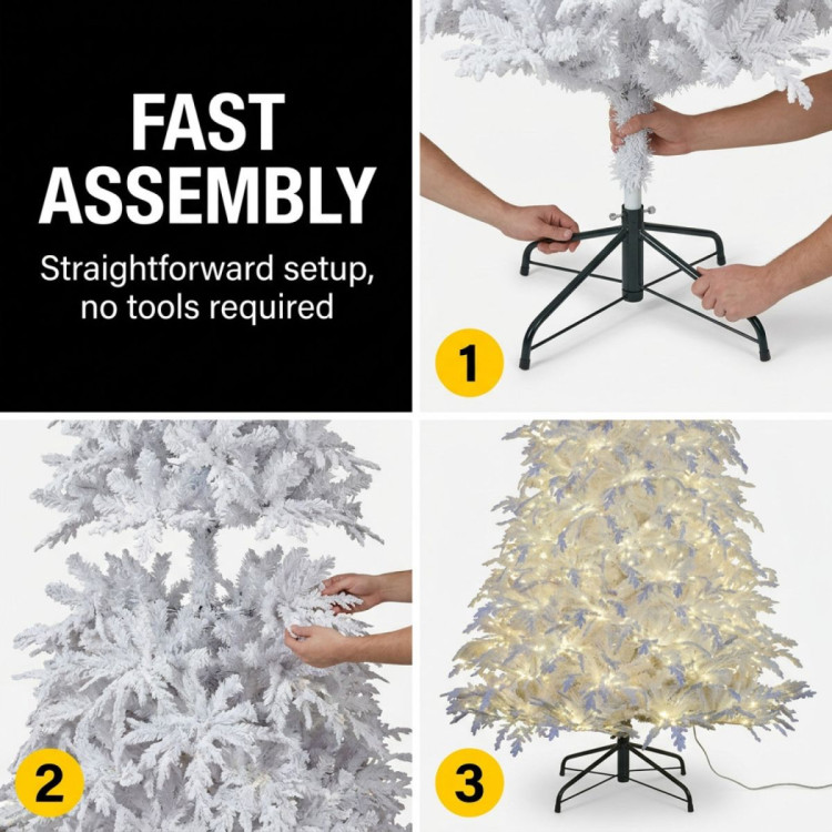 Christabelle 2.3m 7.5ft Crystal Snow Christmas Tree Pre Lit Multi Function Micro LED Artificial Indoor Xmas Decor Home image 6