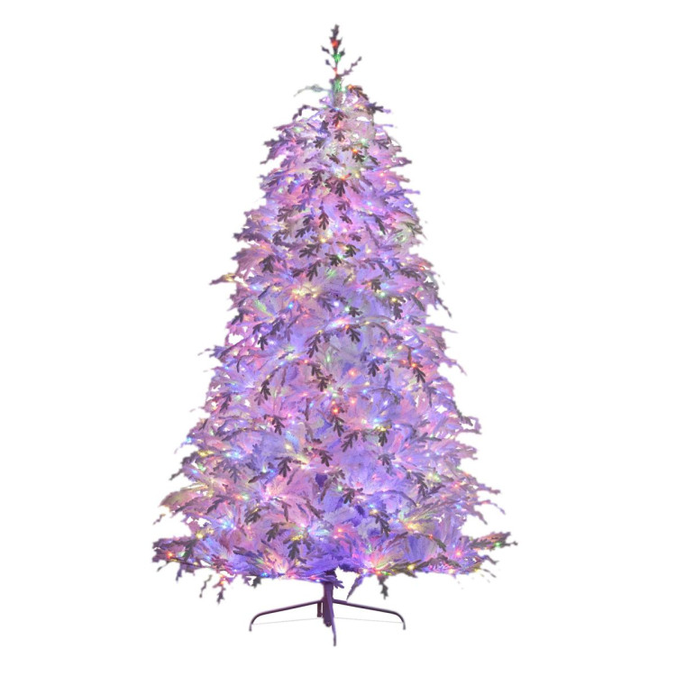 Christabelle 2.3m 7.5ft Crystal Snow Christmas Tree Pre Lit Multi Function Micro LED Artificial Indoor Xmas Decor Home