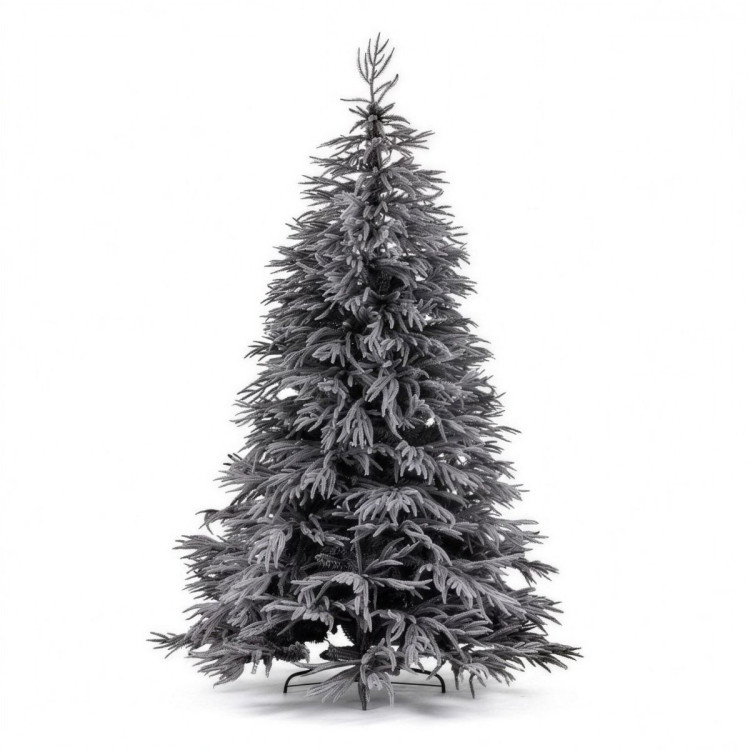 Christabelle 2.3m 7.5ft Midnight Snow Christmas Tree Pre Lit Warm White LED Black Foliage Flocked Hinged Branches Home image 3