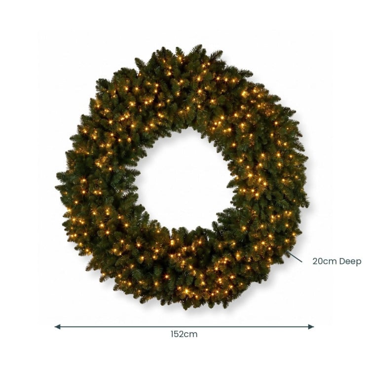 Christabelle 1.52m Nordic Pine Christmas Wreath Pre Lit White LED Large Statement Front Door Xmas Decoration Home image 3