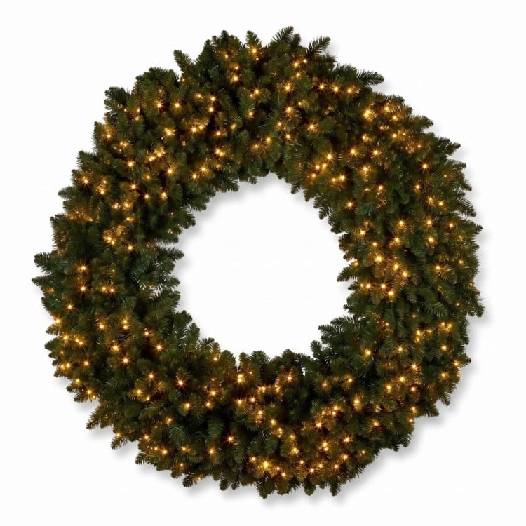 Christabelle 1.52m Nordic Pine Christmas Wreath Pre Lit White LED Large Statement Front Door Xmas Decoration Home image 4