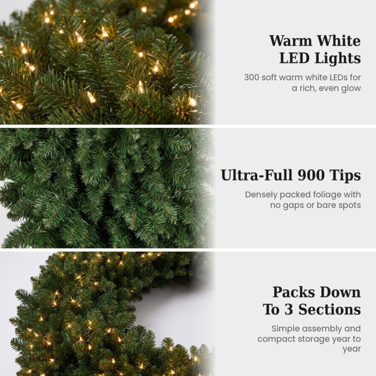 Christabelle 1.52m Nordic Pine Christmas Wreath Pre Lit White LED Large Statement Front Door Xmas Decoration Home image 6