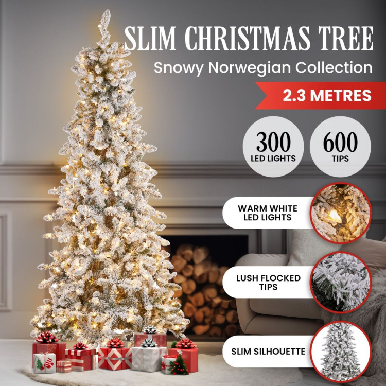 Christabelle 7.5ft Christmas Tree with Lights- Snowy Norwegian Slimline image 4
