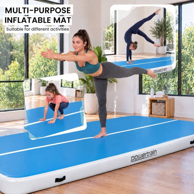 Powertrain 3m x 1m Air Track 20cm Thick Gymnastics Exercise Tumbling Mat in Blue White with Electric Pump image 8