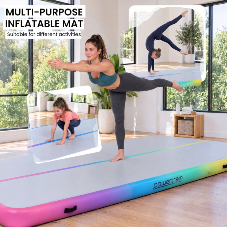Powertrain 3m x 1m Inflatable Air Track 20cm Thick Gymnastics Exercise Tumbling Mat in Rainbow with Electric Pump image 8