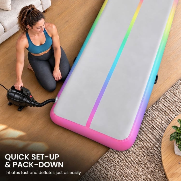 Powertrain 3m x 1m Inflatable Air Track 20cm Thick Gymnastics Exercise Tumbling Mat in Rainbow with Electric Pump image 9