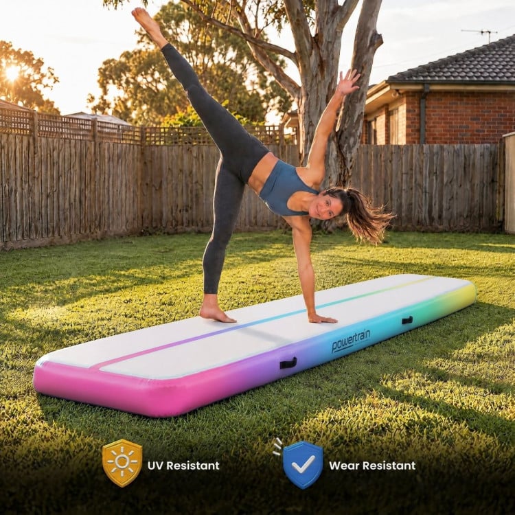 Powertrain 3m x 1m Inflatable Air Track 20cm Thick Gymnastics Exercise Tumbling Mat in Rainbow with Electric Pump image 10