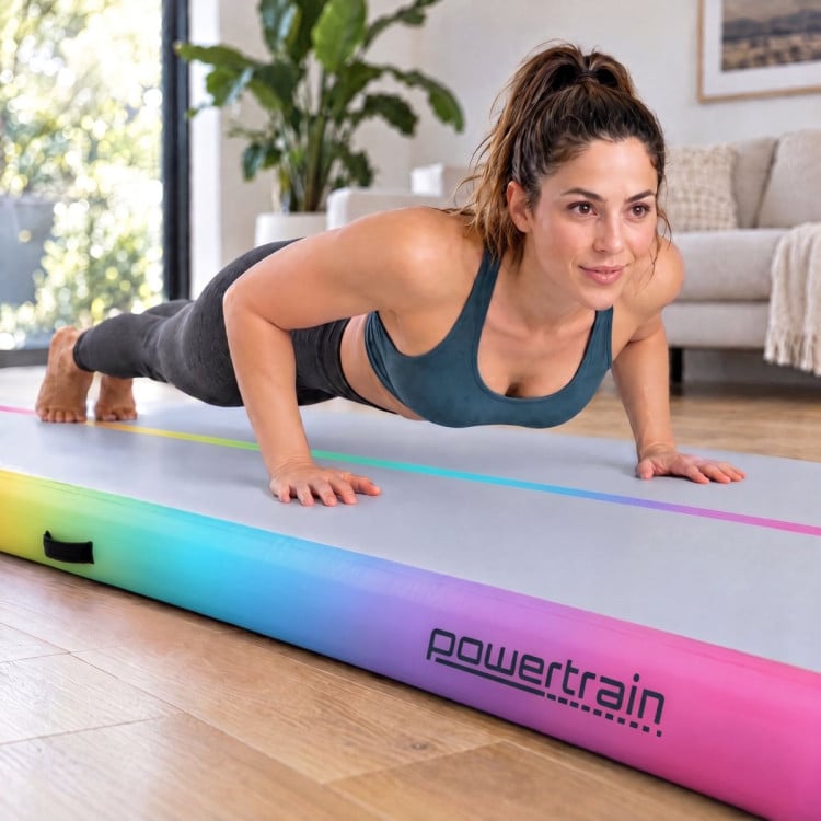 Powertrain 3m x 1m Inflatable Air Track 20cm Thick Gymnastics Exercise Tumbling Mat in Rainbow with Electric Pump image 15