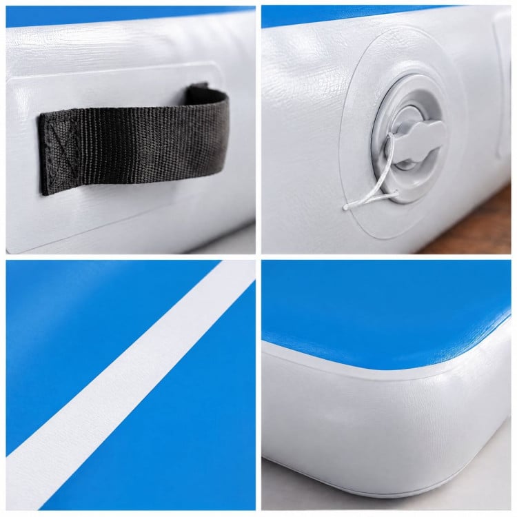 Powertrain 4m x 1m Inflatable Air Track 20cm Thick Gymnastics Exercise Tumbling Mat in Blue White with Electric Pump image 5