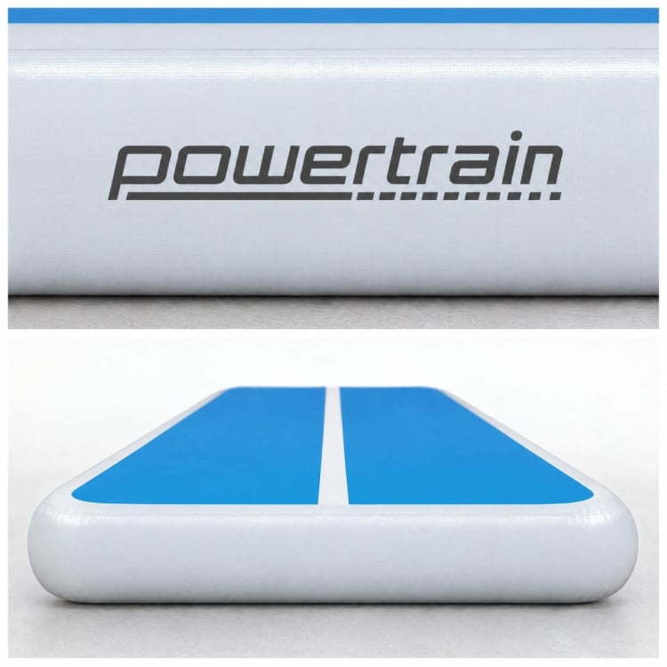 Powertrain 4m x 1m Inflatable Air Track 20cm Thick Gymnastics Exercise Tumbling Mat in Blue White with Electric Pump image 6