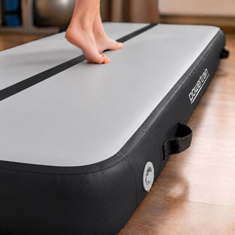 Powertrain 4m x 1m Inflatable Air Track 20cm Thick Gymnastics Exercise Tumbling Mat in Grey Black with Electric Pump image 14