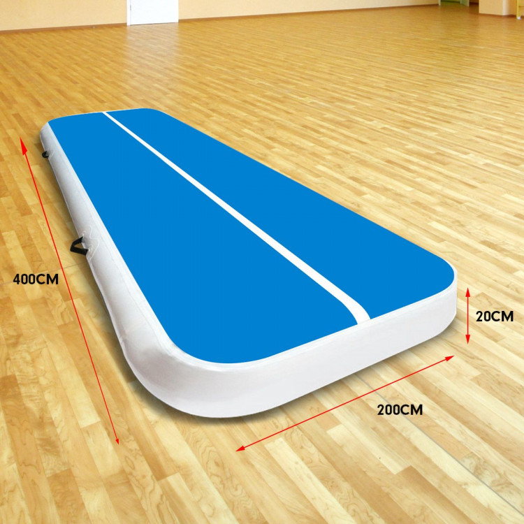4m x 2m Airtrack Tumbling Mat Gymnastics Exercise Air Track Blue White image 10