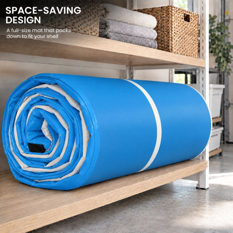 Powertrain 4m x 2m Inflatable Air Track 20cm Thick Gymnastics Exercise Tumbling Mat in Blue White with Electric Pump image 12