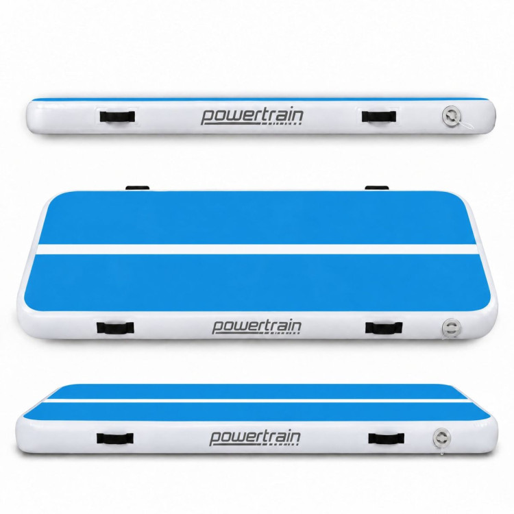 Powertrain 4m x 2m Inflatable Air Track 20cm Thick Gymnastics Exercise Tumbling Mat in Blue White with Electric Pump image 17