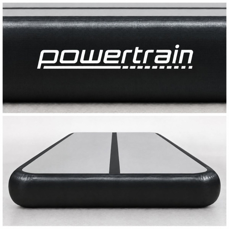 Powertrain 4m x 2m Inflatable Air Track 20cm Thick Gymnastics Exercise Tumbling Mat in Grey Black with Electric Pump image 6