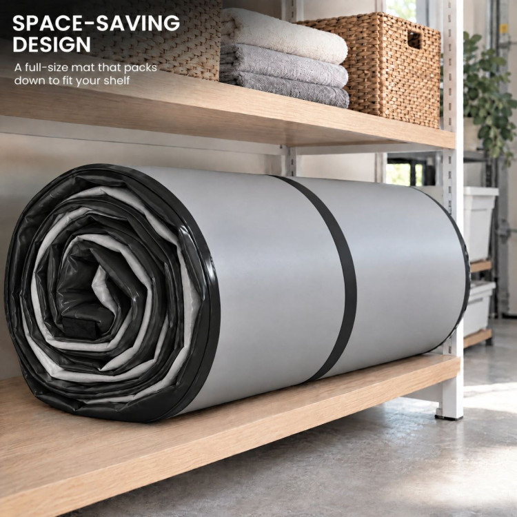 Powertrain 4m x 2m Inflatable Air Track 20cm Thick Gymnastics Exercise Tumbling Mat in Grey Black with Electric Pump image 12