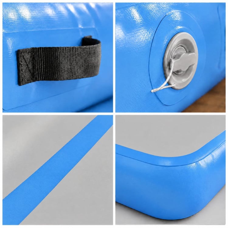 Powertrain 4m x 2m Inflatable Air Track 20cm Thick Gymnastics Exercise Tumbling Mat in Grey Blue with Electric Pump image 5