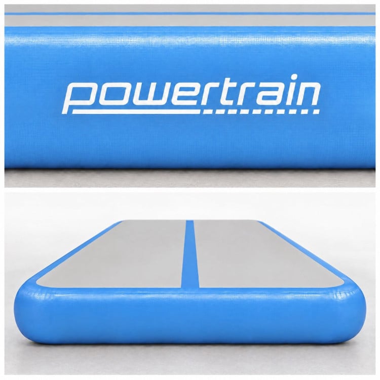 Powertrain 4m x 2m Inflatable Air Track 20cm Thick Gymnastics Exercise Tumbling Mat in Grey Blue with Electric Pump image 6