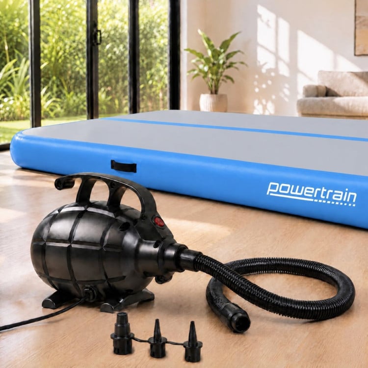 Powertrain 4m x 2m Inflatable Air Track 20cm Thick Gymnastics Exercise Tumbling Mat in Grey Blue with Electric Pump image 16