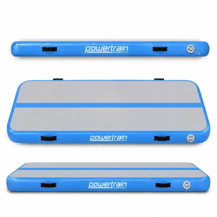 Powertrain 4m x 2m Inflatable Air Track 20cm Thick Gymnastics Exercise Tumbling Mat in Grey Blue with Electric Pump image 17