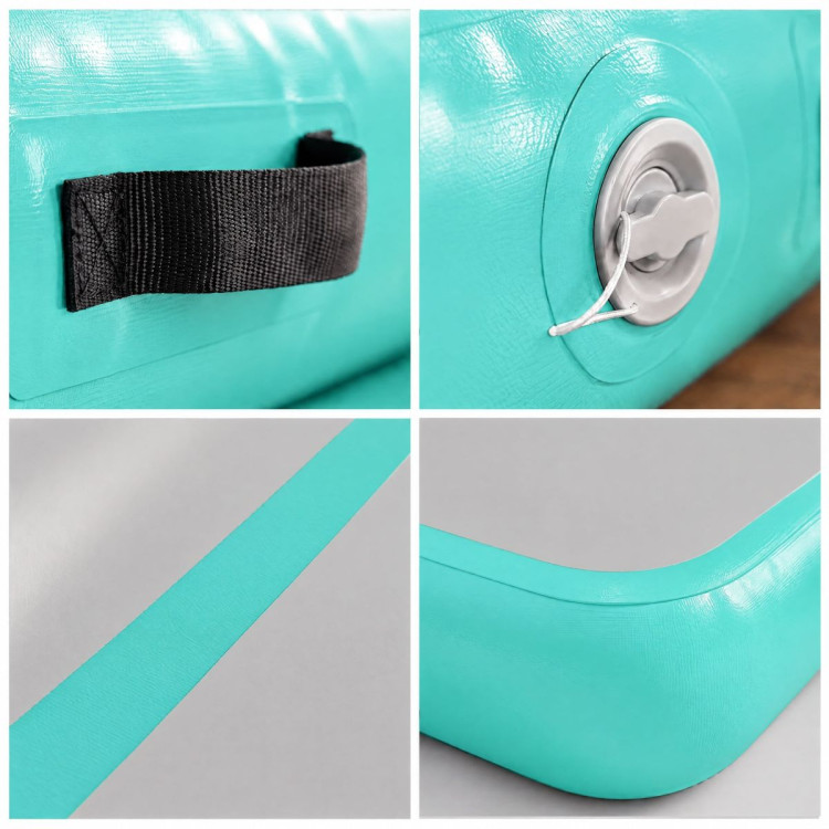 Powertrain 4m x 2m Inflatable Air Track 20cm Thick Gymnastics Exercise Tumbling Mat in Grey Green with Electric Pump image 5