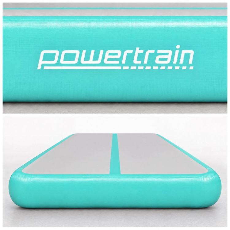 Powertrain 4m x 2m Inflatable Air Track 20cm Thick Gymnastics Exercise Tumbling Mat in Grey Green with Electric Pump image 6