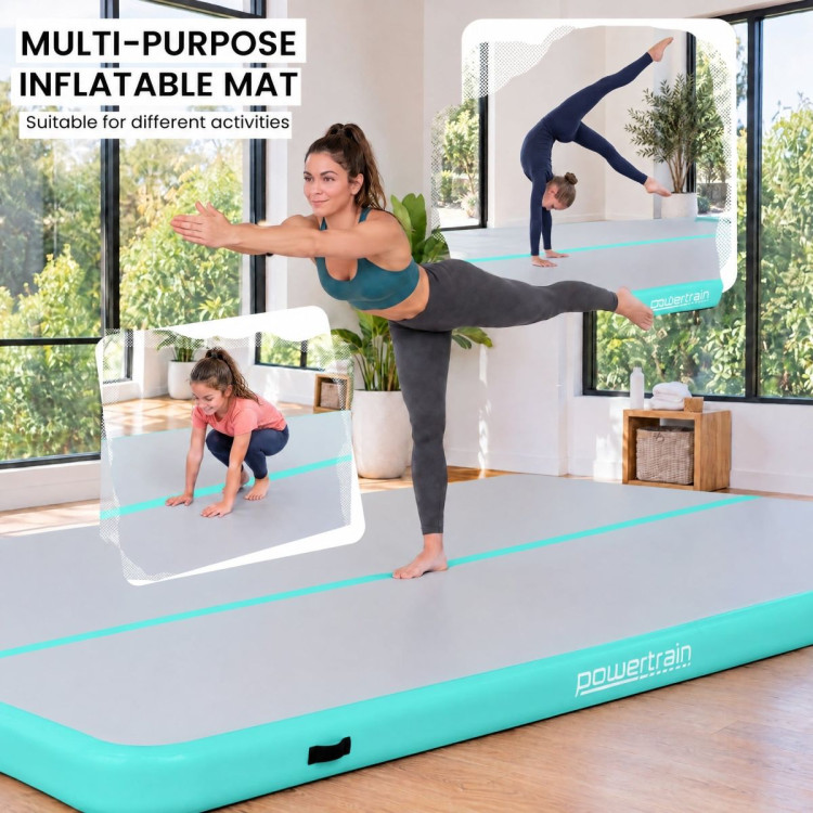 Powertrain 4m x 2m Inflatable Air Track 20cm Thick Gymnastics Exercise Tumbling Mat in Grey Green with Electric Pump image 8
