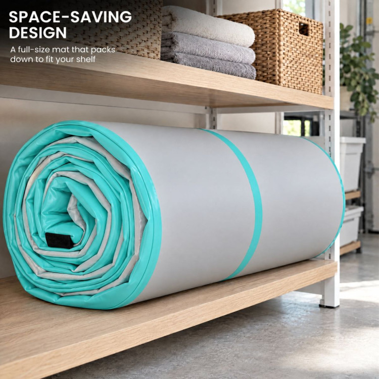 Powertrain 4m x 2m Inflatable Air Track 20cm Thick Gymnastics Exercise Tumbling Mat in Grey Green with Electric Pump image 12