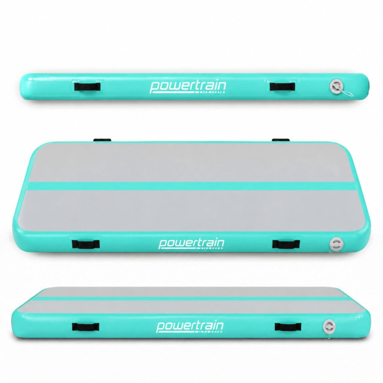 Powertrain 4m x 2m Inflatable Air Track 20cm Thick Gymnastics Exercise Tumbling Mat in Grey Green with Electric Pump image 17