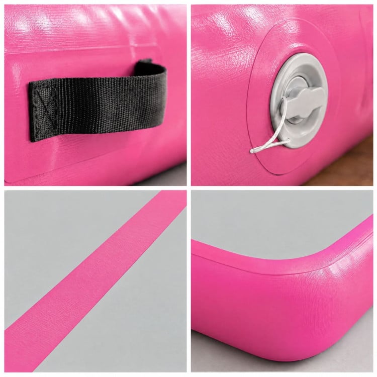 Powertrain 4m x 2m Inflatable Air Track 20cm Thick Gymnastics Exercise Tumbling Mat in Grey Pink with Electric Pump image 5