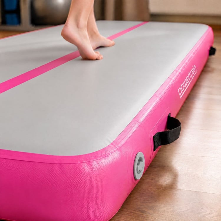 Powertrain 4m x 2m Inflatable Air Track 20cm Thick Gymnastics Exercise Tumbling Mat in Grey Pink with Electric Pump image 14