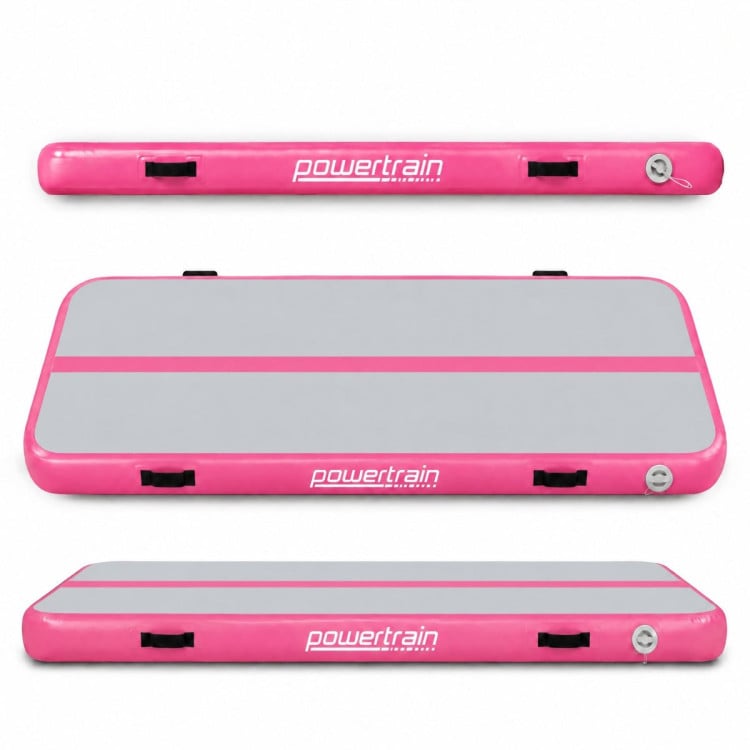 Powertrain 4m x 2m Inflatable Air Track 20cm Thick Gymnastics Exercise Tumbling Mat in Grey Pink with Electric Pump image 17