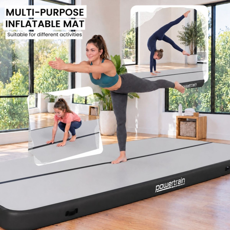 Powertrain 5m x 1m Inflatable Air Track 20cm Thick Gymnastics Exercise Tumbling Mat in Grey Black with Electric Pump image 8