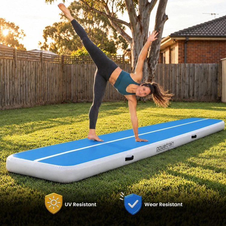 Powertrain 6m x 1m Inflatable Air Track 20cm Thick Gymnastics Exercise Tumbling Mat in Blue White with Electric Pump image 10