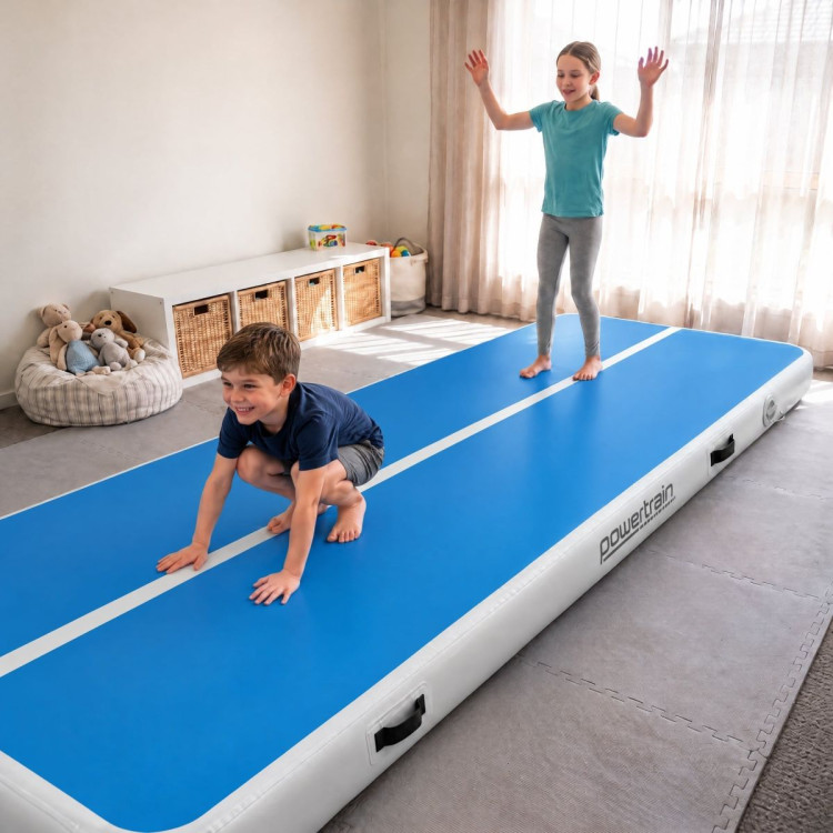 Powertrain 6m x 1m Inflatable Air Track 20cm Thick Gymnastics Exercise Tumbling Mat in Blue White with Electric Pump image 13