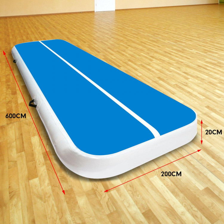 6m x 2m Airtrack Tumbling Mat Gymnastics Exercise Air Track Blue White image 10