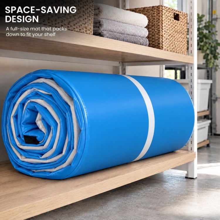 Powertrain 6m x 2m Inflatable Air Track 20cm Thick Gymnastics Exercise Tumbling Mat in Blue White with Electric Pump image 11