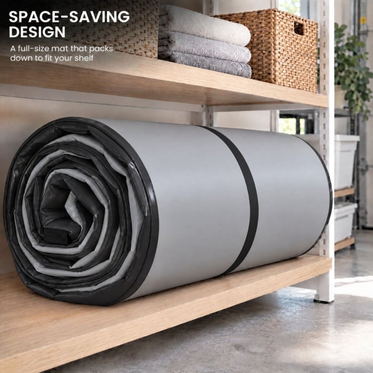 Powertrain 6m x 2m Inflatable Air Track 20cm Thick Gymnastics Exercise Tumbling Mat in Grey Black with Electric Pump image 12