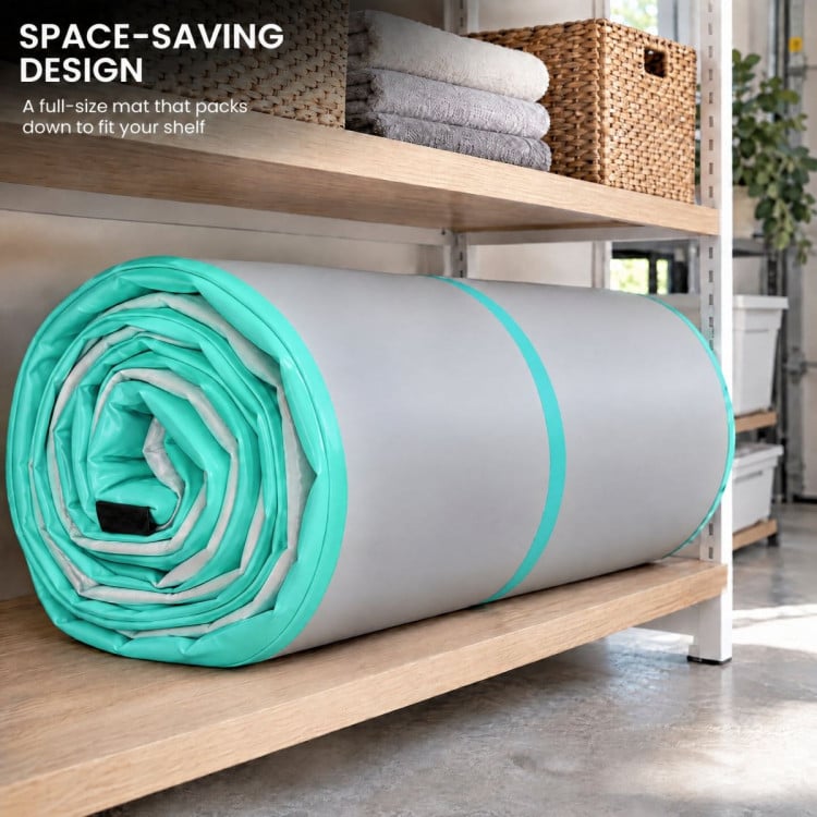 Powertrain 6m x 2m Inflatable Air Track 20cm Thick Gymnastics Exercise Tumbling Mat in Grey Green with Electric Pump image 12