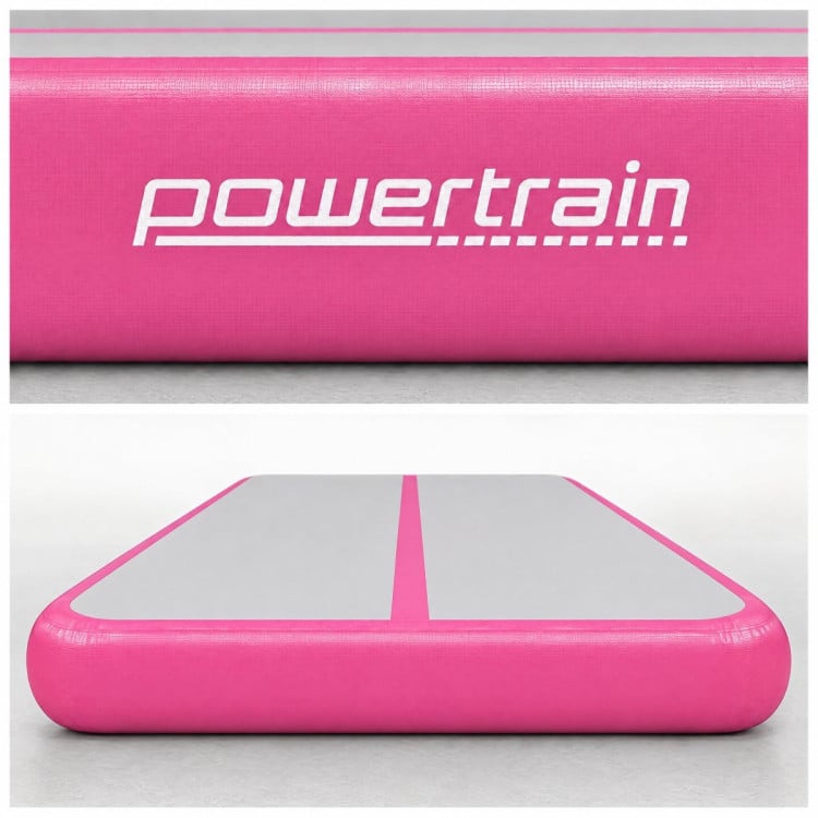 Powertrain 6m x 2m Inflatable Air Track 20cm Thick Gymnastics Exercise Tumbling Mat in Grey Pink with Electric Pump image 6