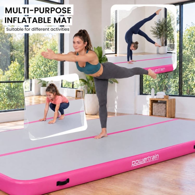 Powertrain 6m x 2m Inflatable Air Track 20cm Thick Gymnastics Exercise Tumbling Mat in Grey Pink with Electric Pump image 8