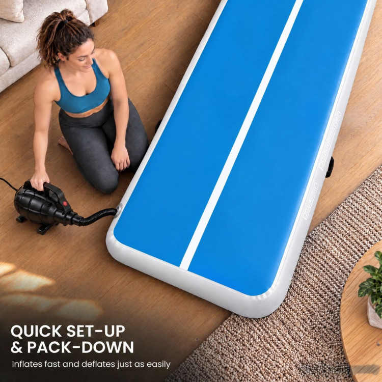 Powertrain 7m x 1m Inflatable Air Track 20cm Thick Gymnastics Exercise Tumbling Mat in Blue White with Electric Pump image 9