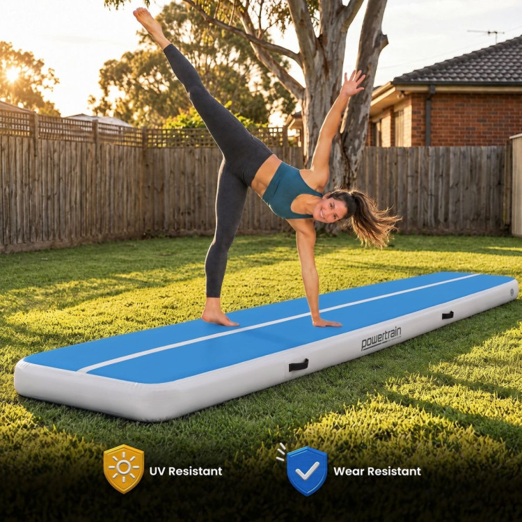 Powertrain 7m x 1m Inflatable Air Track 20cm Thick Gymnastics Exercise Tumbling Mat in Blue White with Electric Pump image 10