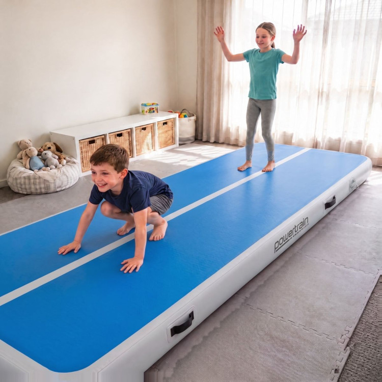 Powertrain 7m x 1m Inflatable Air Track 20cm Thick Gymnastics Exercise Tumbling Mat in Blue White with Electric Pump image 14