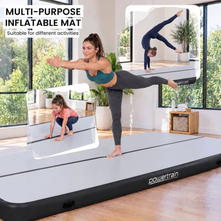 Powertrain 7m x 1m Inflatable Air Track 20cm Thick Gymnastics Exercise Tumbling Mat in Grey Black with Electric Pump image 8