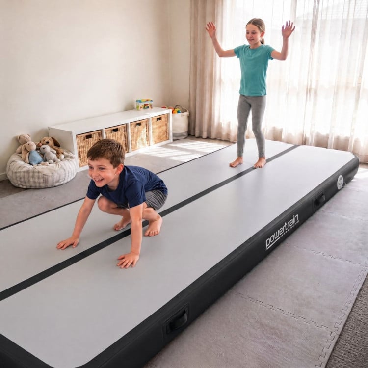Powertrain 7m x 1m Inflatable Air Track 20cm Thick Gymnastics Exercise Tumbling Mat in Grey Black with Electric Pump image 14