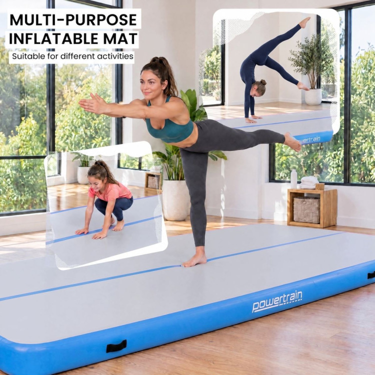 Powertrain 7m x 1m Inflatable Air Track 20cm Thick Gymnastics Exercise Tumbling Mat in Grey Blue with Electric Pump image 8