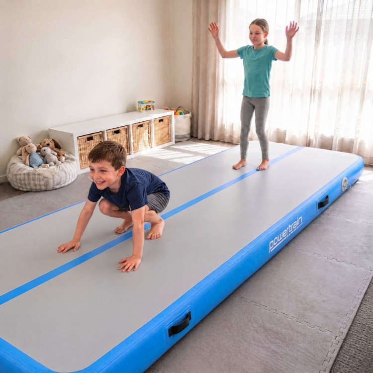 Powertrain 7m x 1m Inflatable Air Track 20cm Thick Gymnastics Exercise Tumbling Mat in Grey Blue with Electric Pump image 13