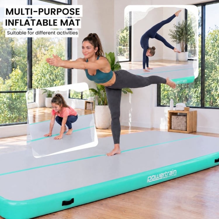 Powertrain 7m x 1m Inflatable Air Track 20cm Thick Gymnastics Exercise Tumbling Mat in Grey Green with Electric Pump image 8